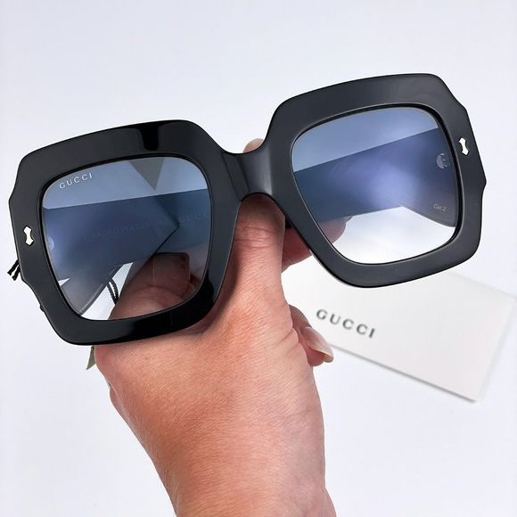 Gucci GG1111S 001 Sunglasses Black Grey Gradient Square Unisex - Picture 2 of 14
